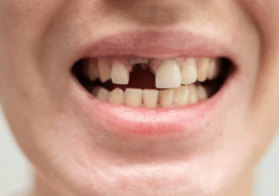 ön dişi eksik olan bir kişi için implant tedavisi öncesi görünüm-diş estetiği ve fonksiyonunun geri kazanılması amaçlanıyor
